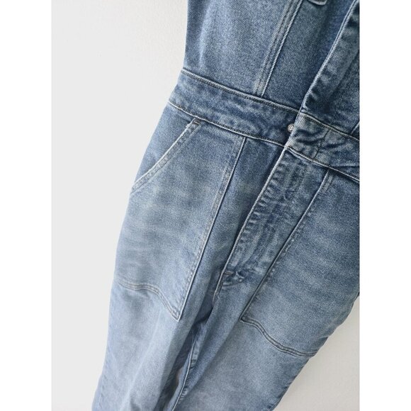 Good American Fit For Success Denim Short Sleeves Cargo Cotton Jumpsuit 1 Small - Picture 9 of 13